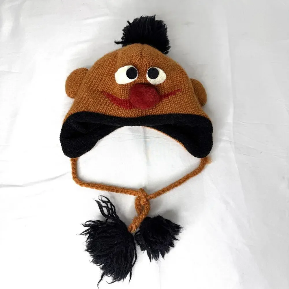 Delux Hat Knitwits Ernie Adult Knit Beanie Wool Sesame Street Winter Ear Flap